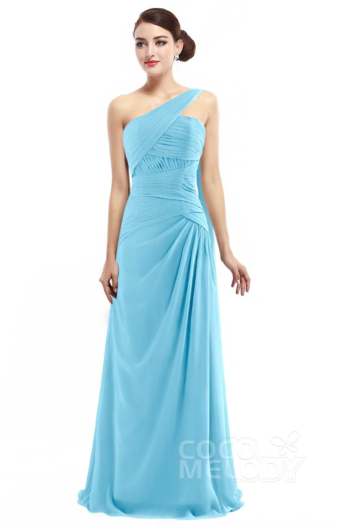 Sheath Floor Length Chiffon Bridesmaid Dress COZF14021 - COCOMELODY