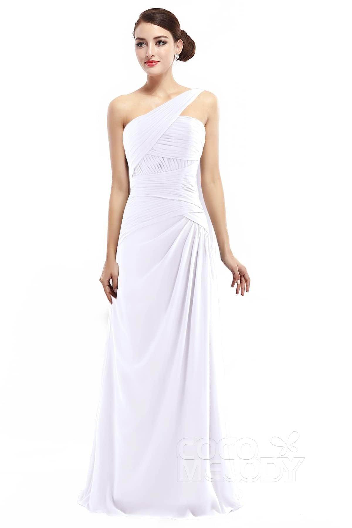 Sheath Floor Length Chiffon Bridesmaid Dress COZF14021 - COCOMELODY