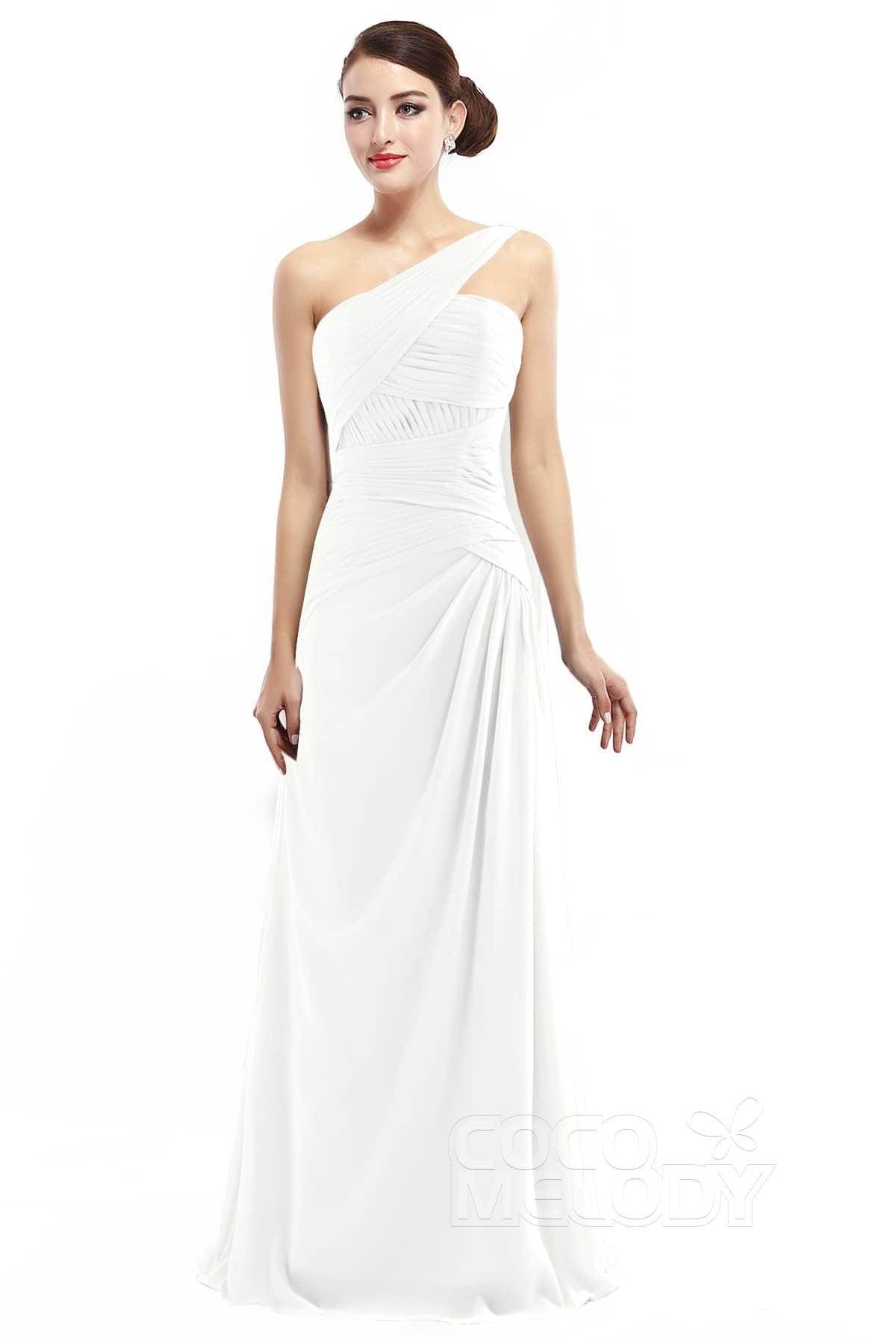 Sheath Floor Length Chiffon Bridesmaid Dress COZF14021 - COCOMELODY