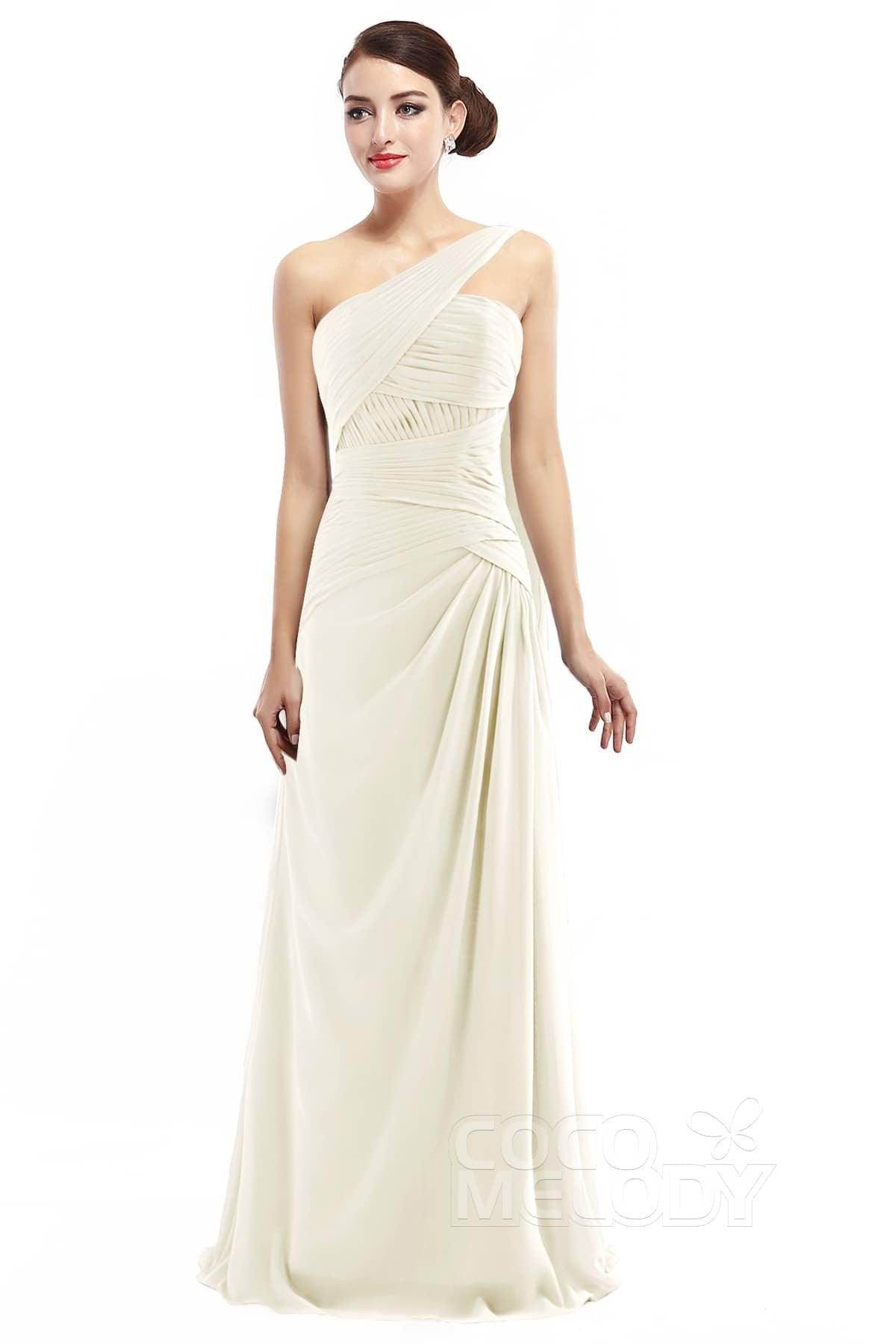 Sheath Floor Length Chiffon Bridesmaid Dress COZF14021 - COCOMELODY