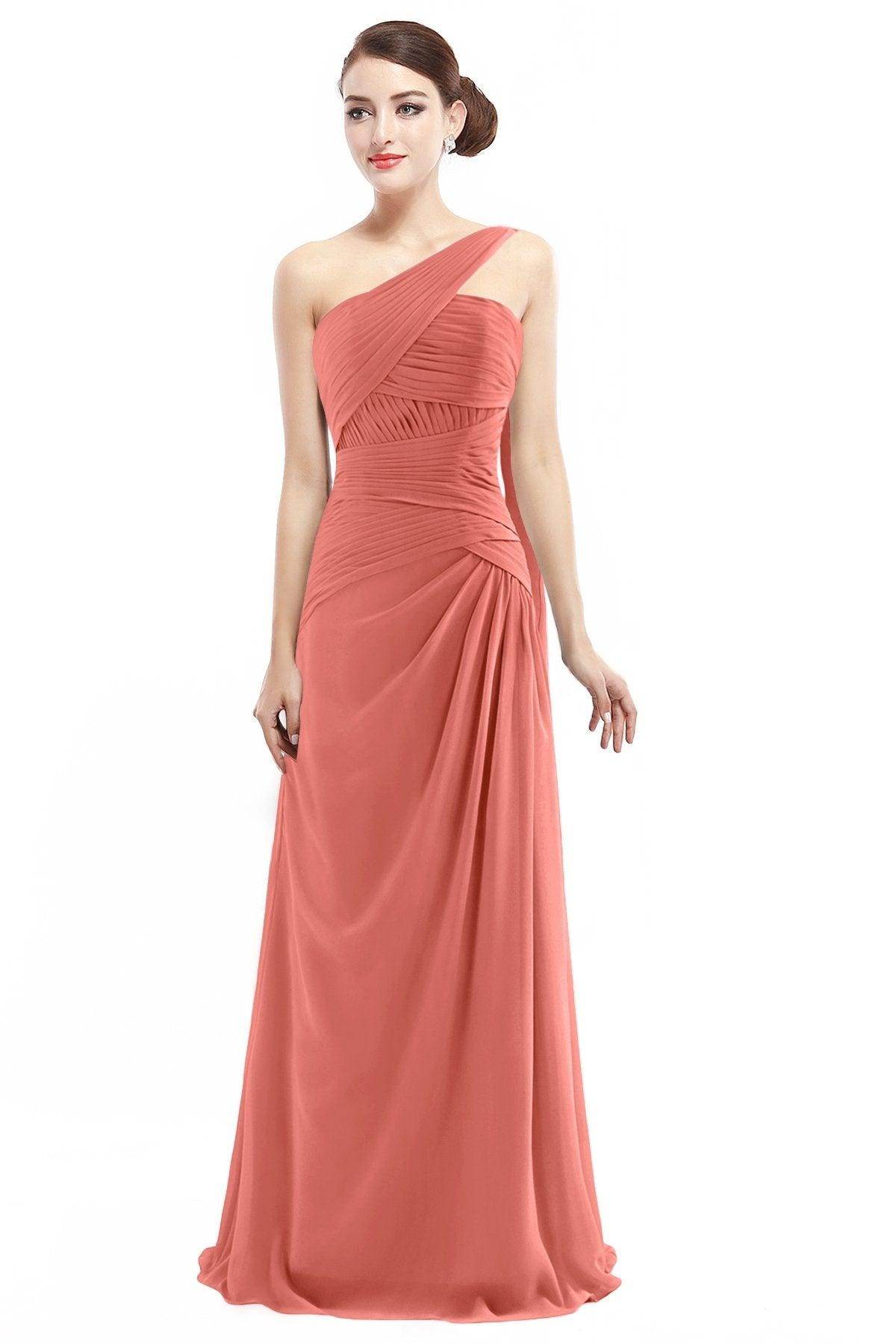 Sheath Floor Length Chiffon Bridesmaid Dress COZF14021 - COCOMELODY