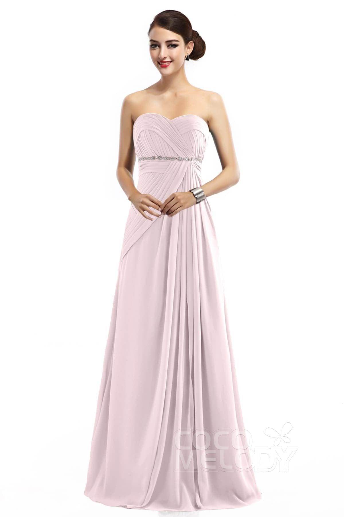 Sheath Floor Length Chiffon Bridesmaid Dress COZF14022 - COCOMELODY