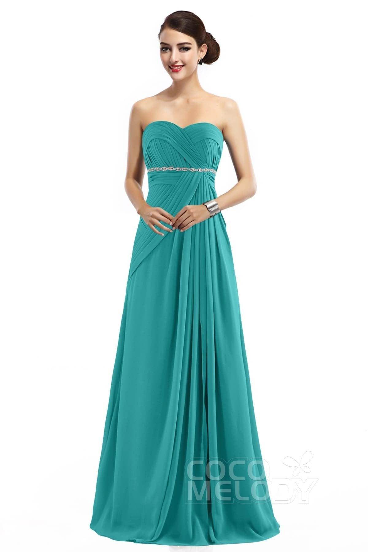 Sheath Floor Length Chiffon Bridesmaid Dress COZF14022 - COCOMELODY