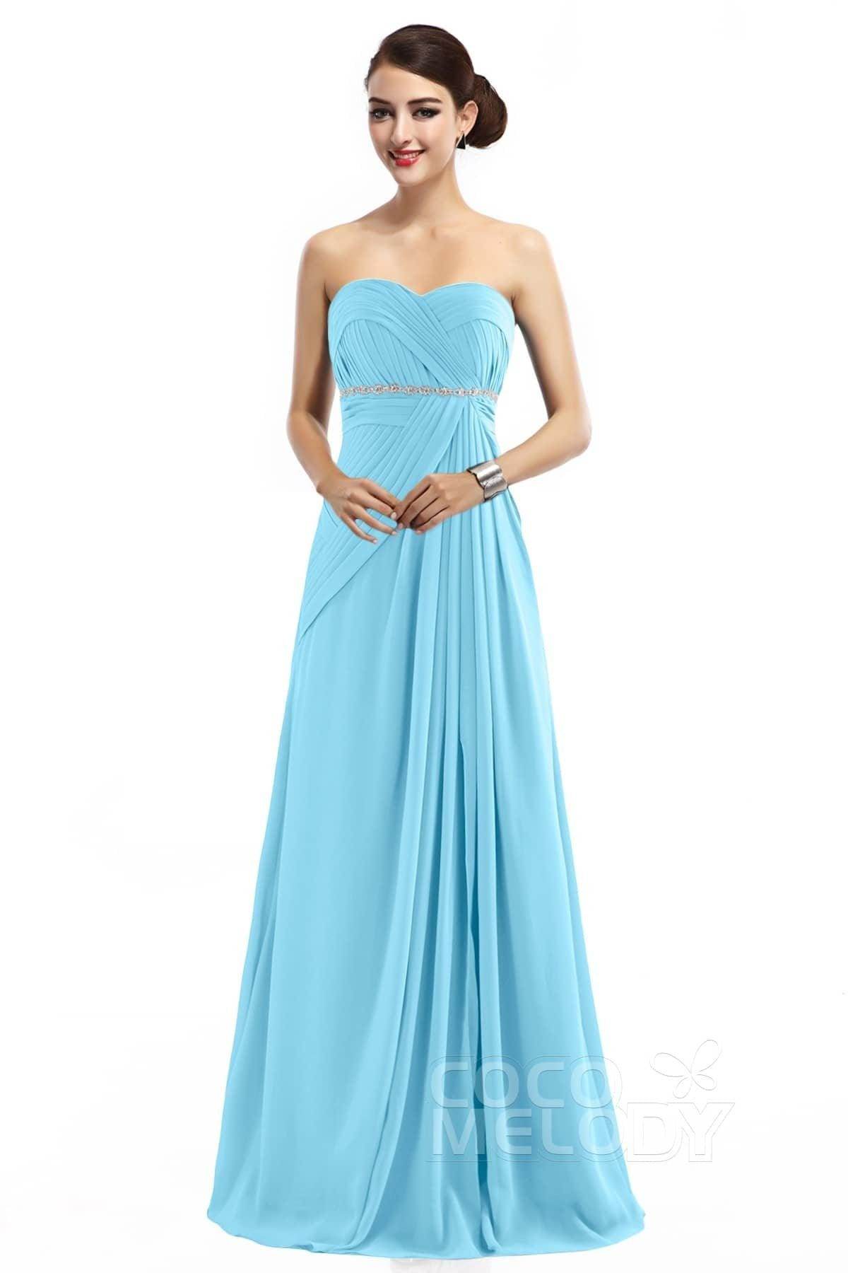 Sheath Floor Length Chiffon Bridesmaid Dress COZF14022 - COCOMELODY