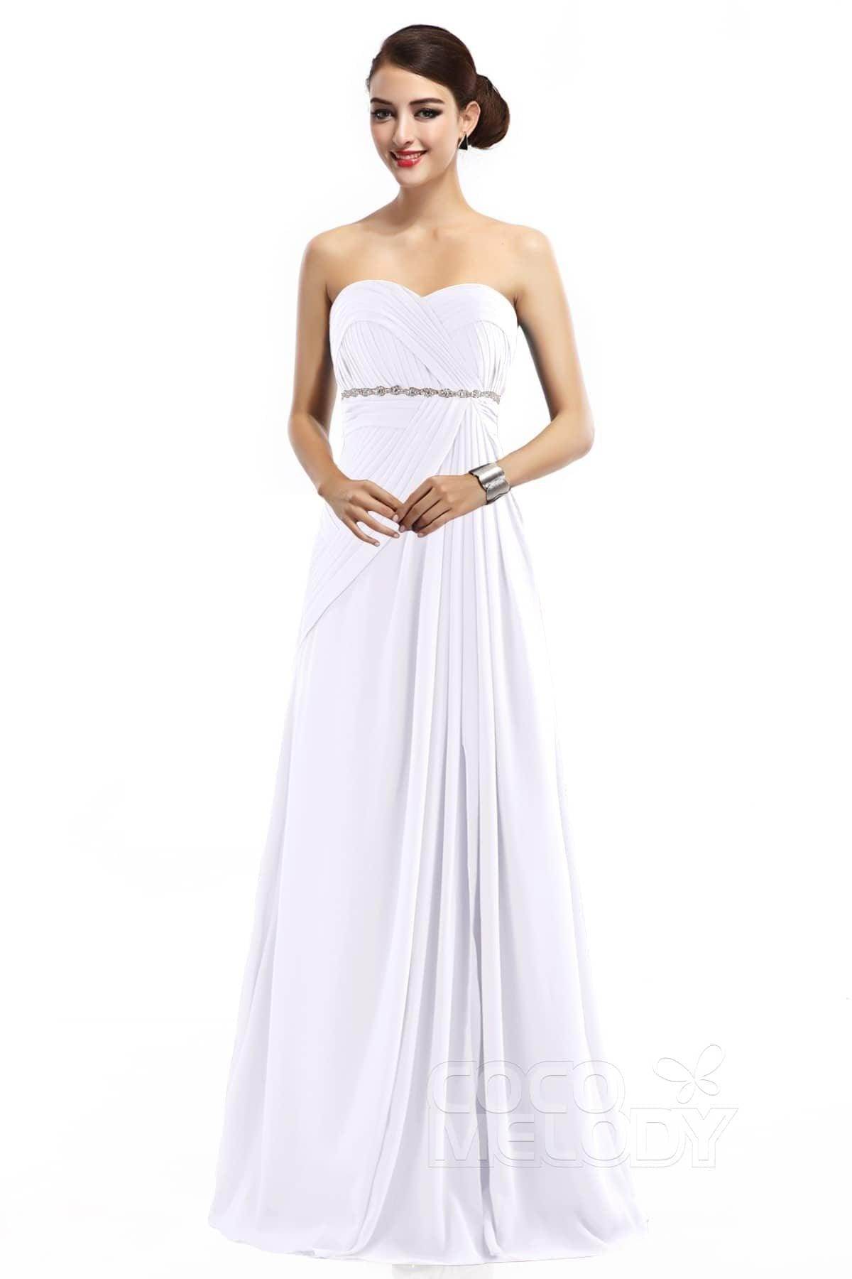 Sheath Floor Length Chiffon Bridesmaid Dress COZF14022 - COCOMELODY