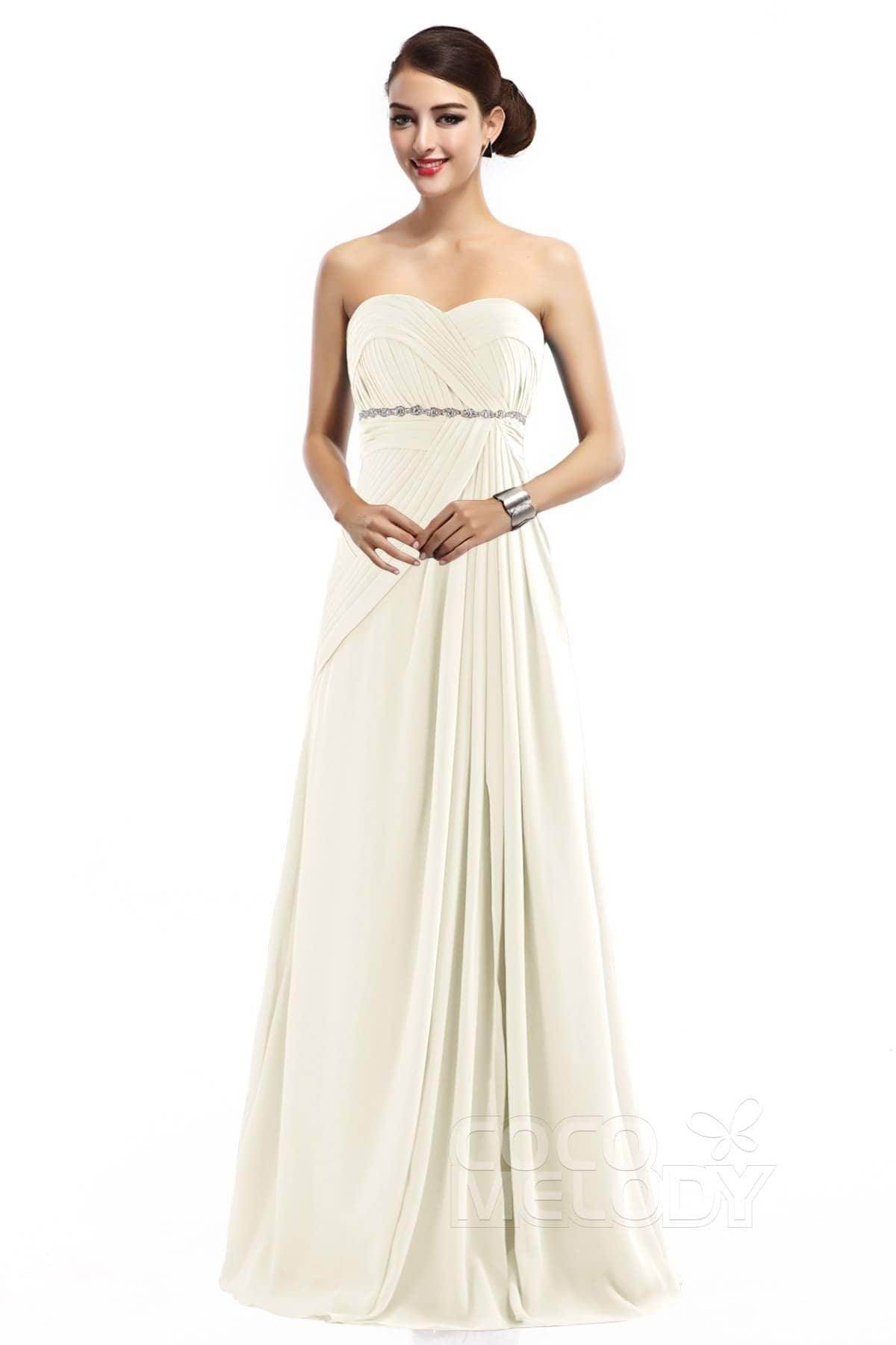 Sheath Floor Length Chiffon Bridesmaid Dress COZF14022 - COCOMELODY