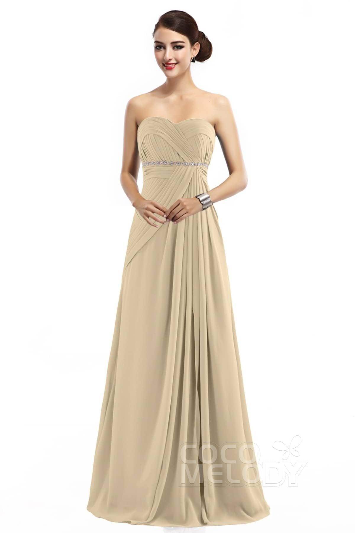 Sheath Floor Length Chiffon Bridesmaid Dress COZF14022 - COCOMELODY
