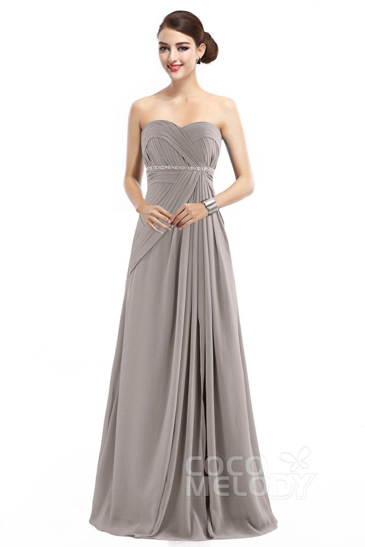 Sheath Floor Length Chiffon Bridesmaid Dress COZF14022 - COCOMELODY