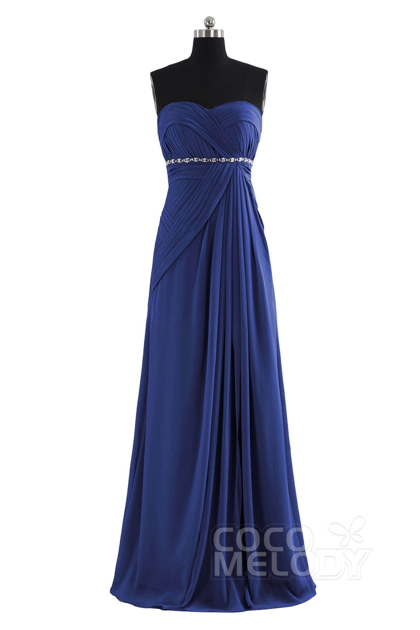 Sheath Floor Length Chiffon Bridesmaid Dress COZF14022 - COCOMELODY