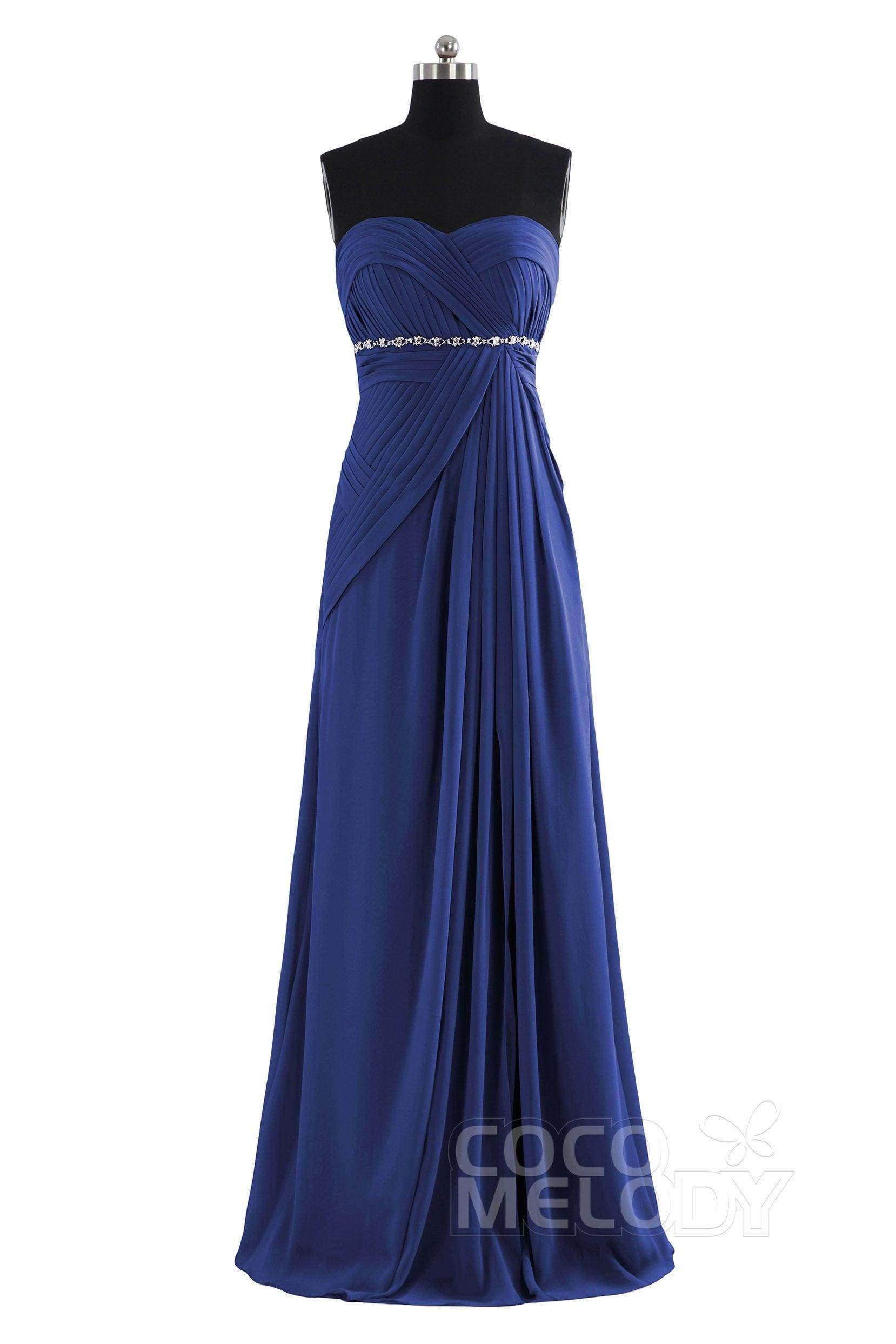 Sheath Floor Length Chiffon Bridesmaid Dress COZF14022 - COCOMELODY