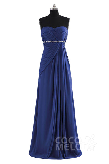 Sheath Floor Length Chiffon Bridesmaid Dress COZF14022 - COCOMELODY