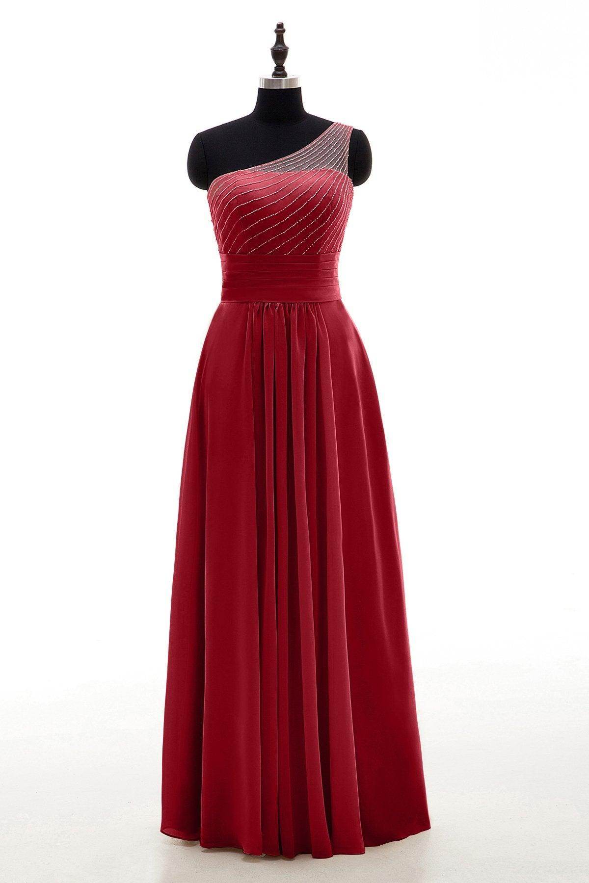 Sheath Floor Length Chiffon Bridesmaid Dress COZF1409A - COCOMELODY