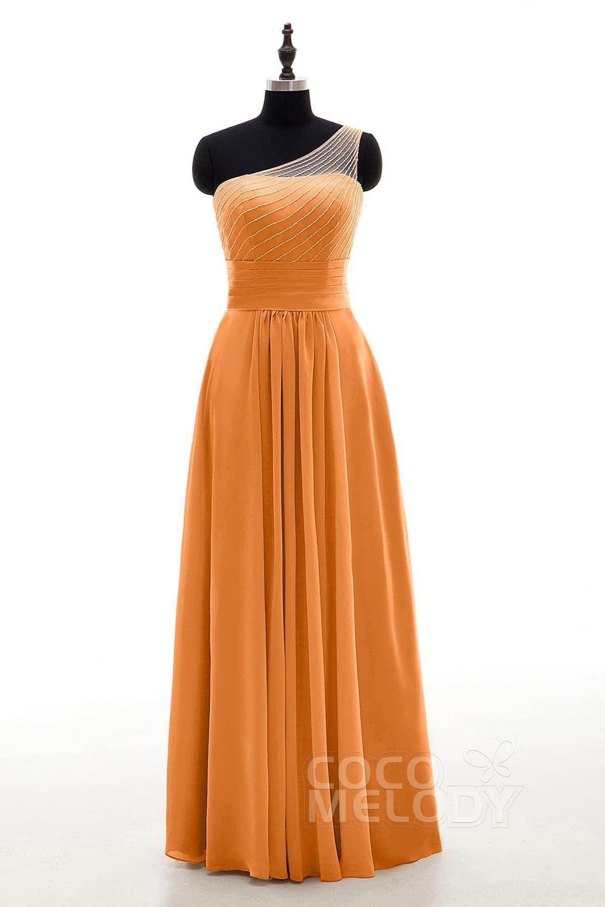 Sheath Floor Length Chiffon Bridesmaid Dress COZF1409A - COCOMELODY