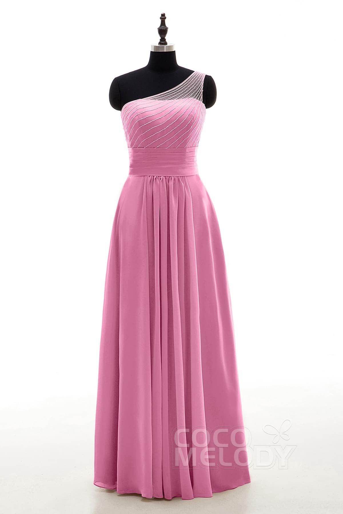 Sheath Floor Length Chiffon Bridesmaid Dress COZF1409A - COCOMELODY