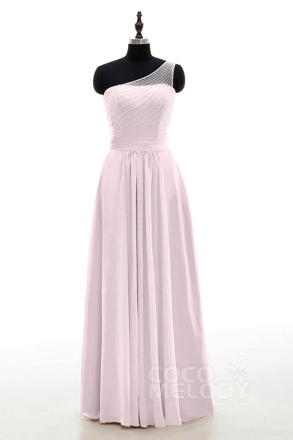 Sheath Floor Length Chiffon Bridesmaid Dress COZF1409A - COCOMELODY