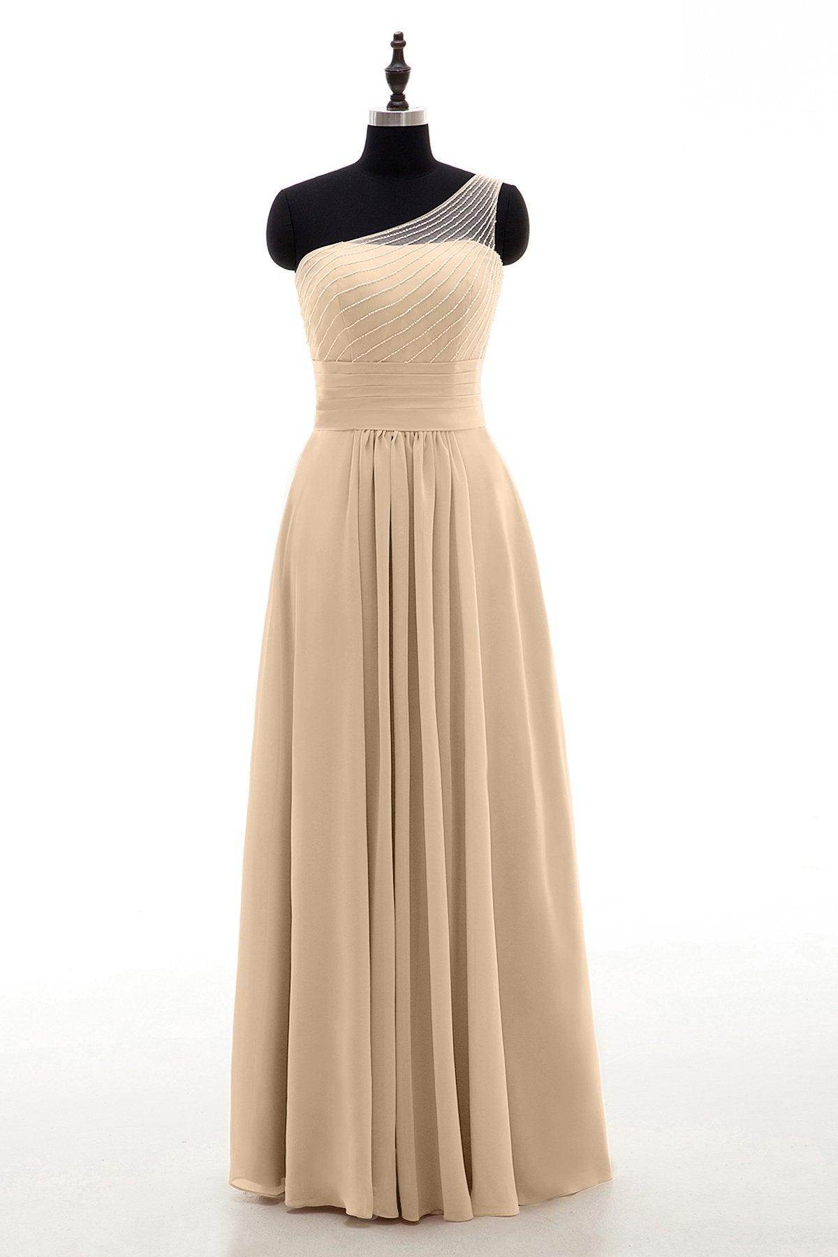 Sheath Floor Length Chiffon Bridesmaid Dress COZF1409A - COCOMELODY