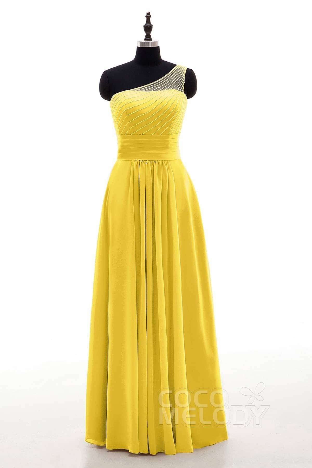Sheath Floor Length Chiffon Bridesmaid Dress COZF1409A - COCOMELODY