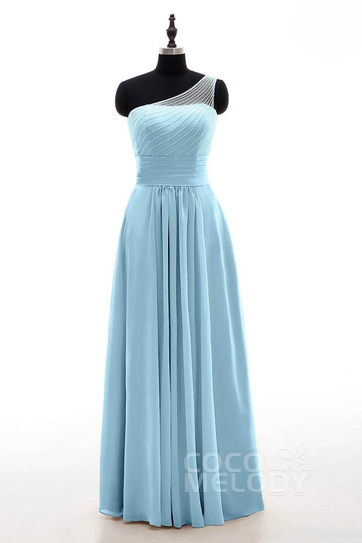 Sheath Floor Length Chiffon Bridesmaid Dress COZF1409A - COCOMELODY