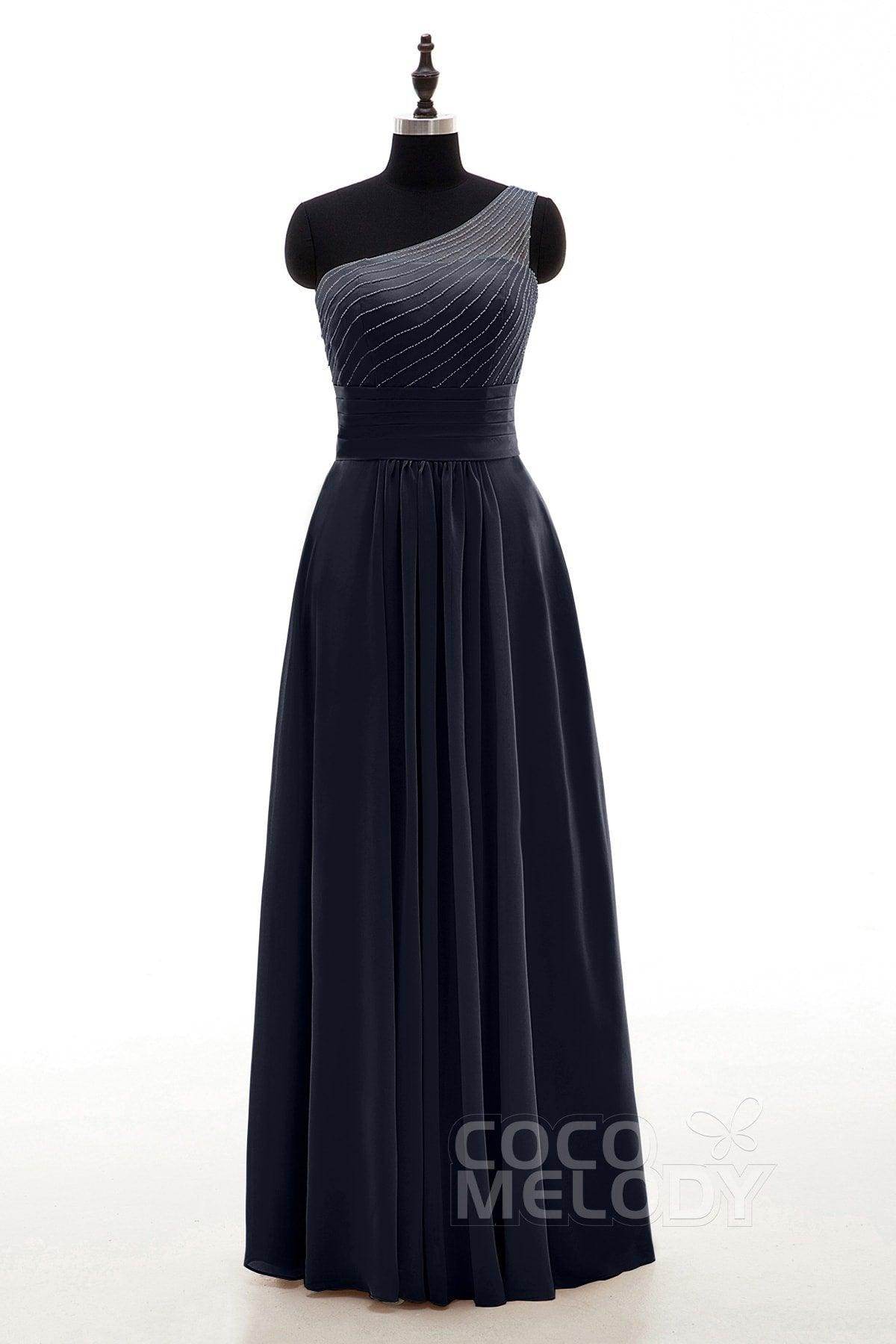Sheath Floor Length Chiffon Bridesmaid Dress COZF1409A - COCOMELODY
