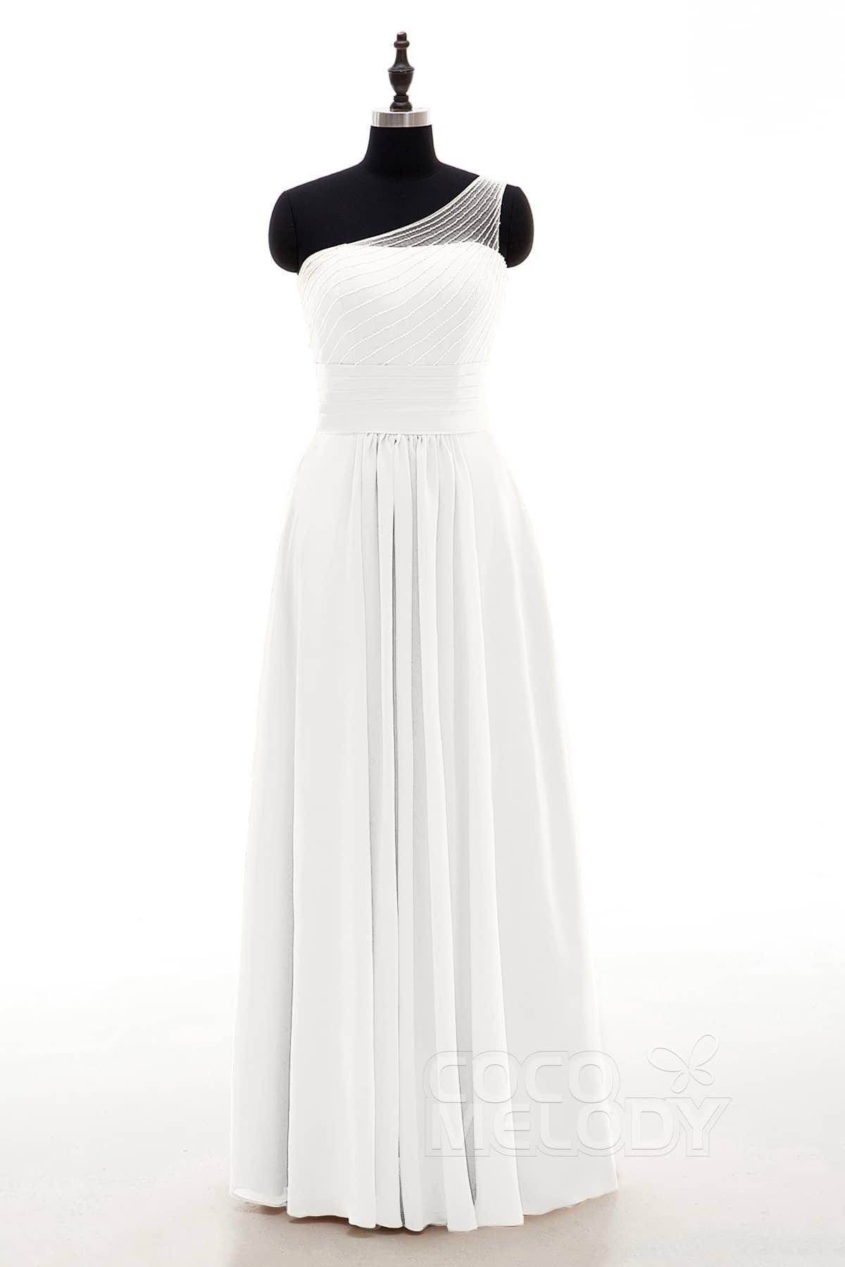 Sheath Floor Length Chiffon Bridesmaid Dress COZF1409A - COCOMELODY