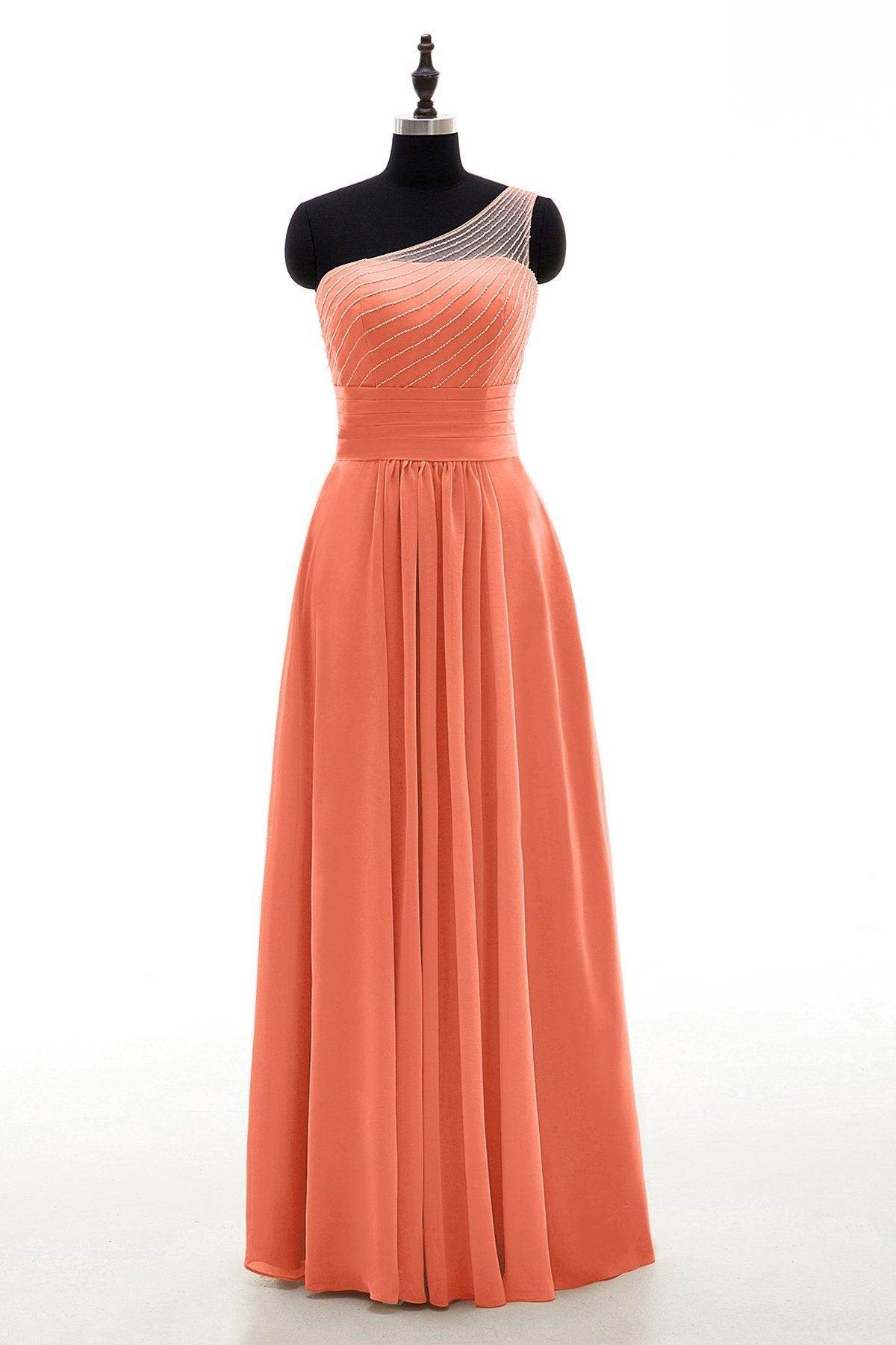 Sheath Floor Length Chiffon Bridesmaid Dress COZF1409A - COCOMELODY
