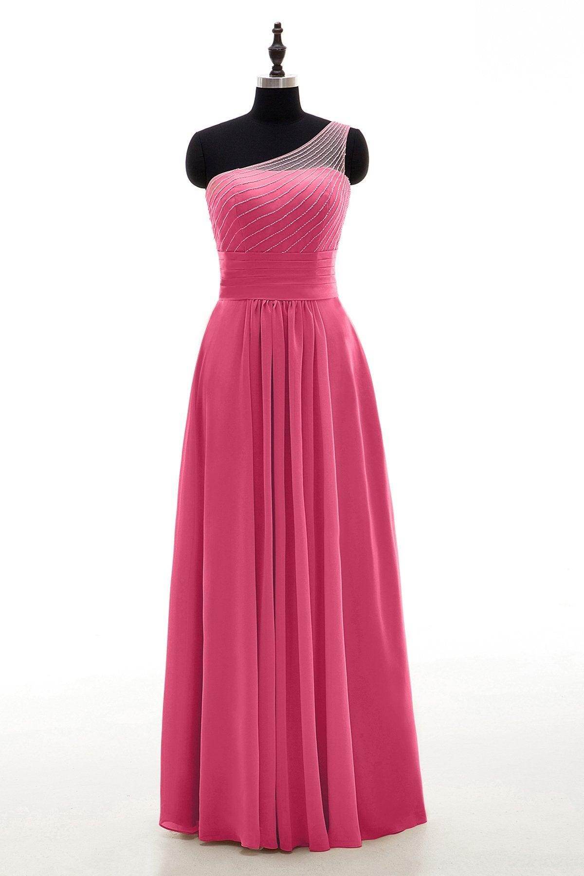 Sheath Floor Length Chiffon Bridesmaid Dress COZF1409A - COCOMELODY
