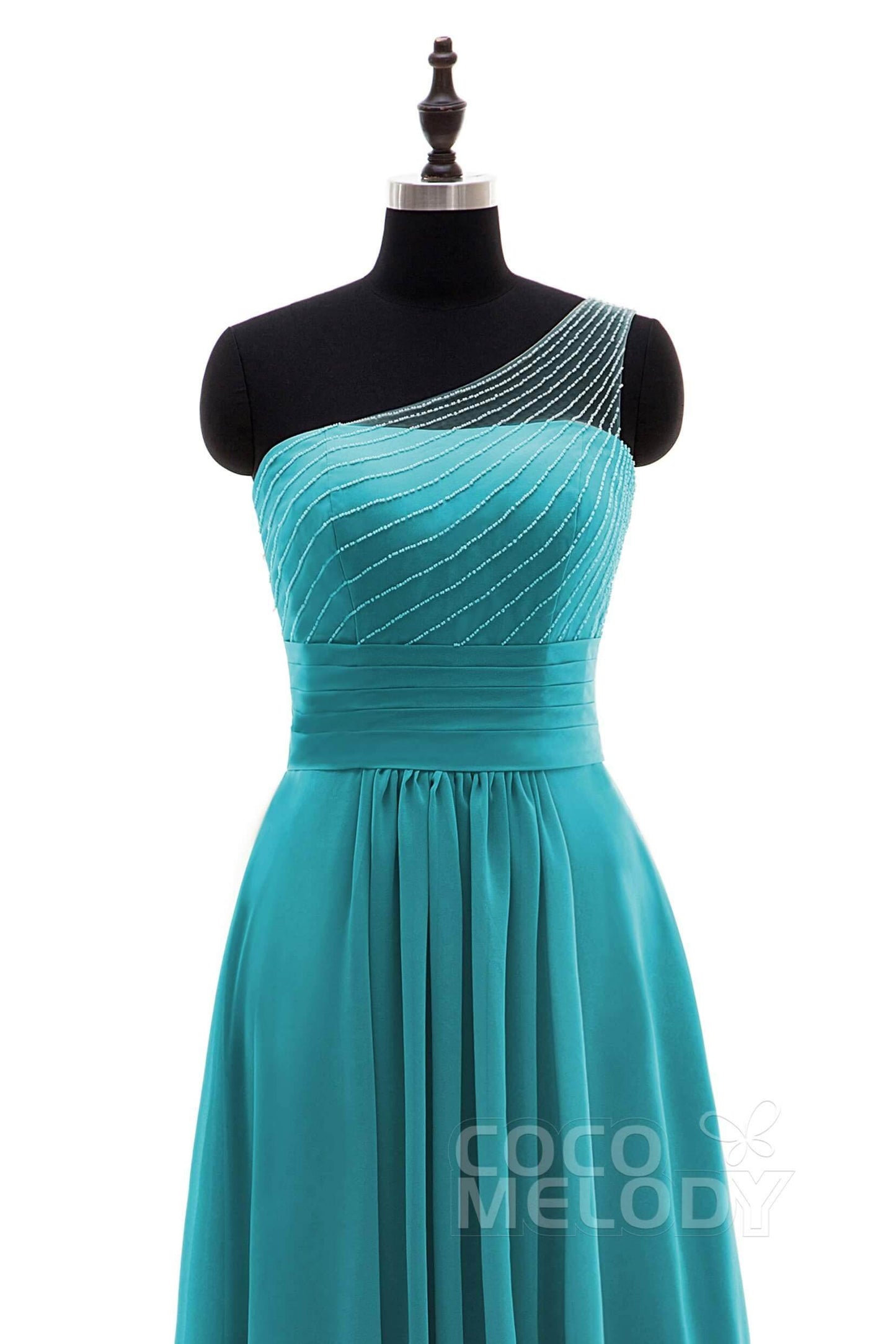 Sheath Floor Length Chiffon Bridesmaid Dress COZF1409A - COCOMELODY