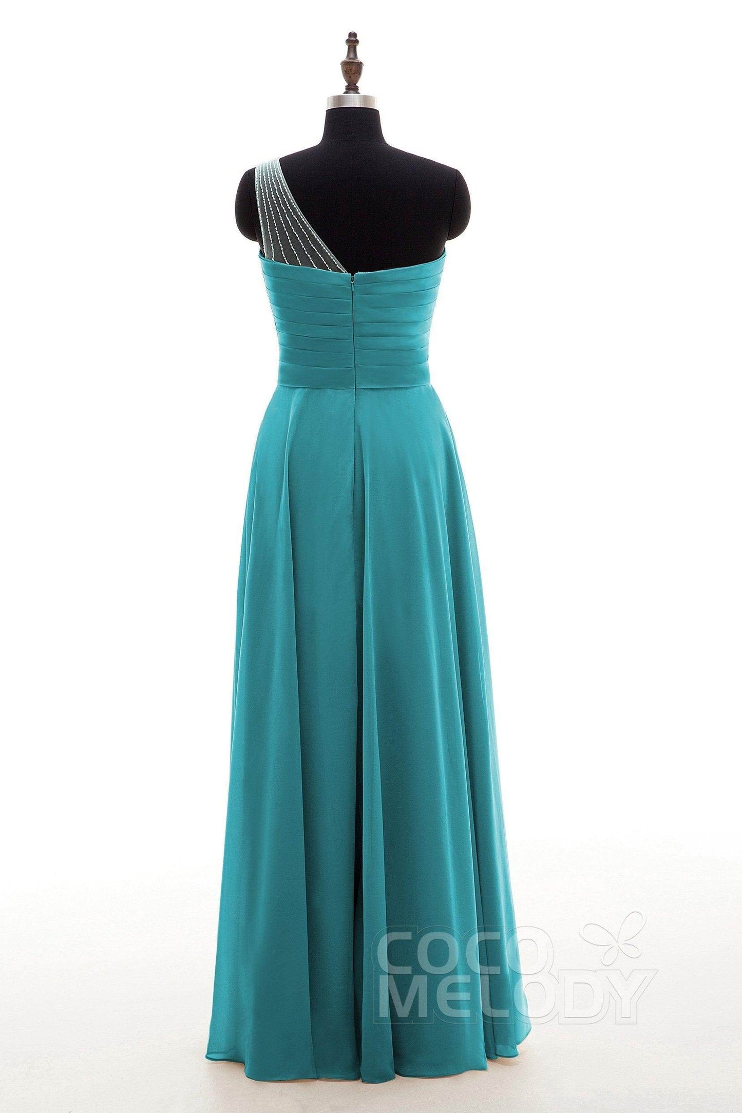 Sheath Floor Length Chiffon Bridesmaid Dress COZF1409A - COCOMELODY