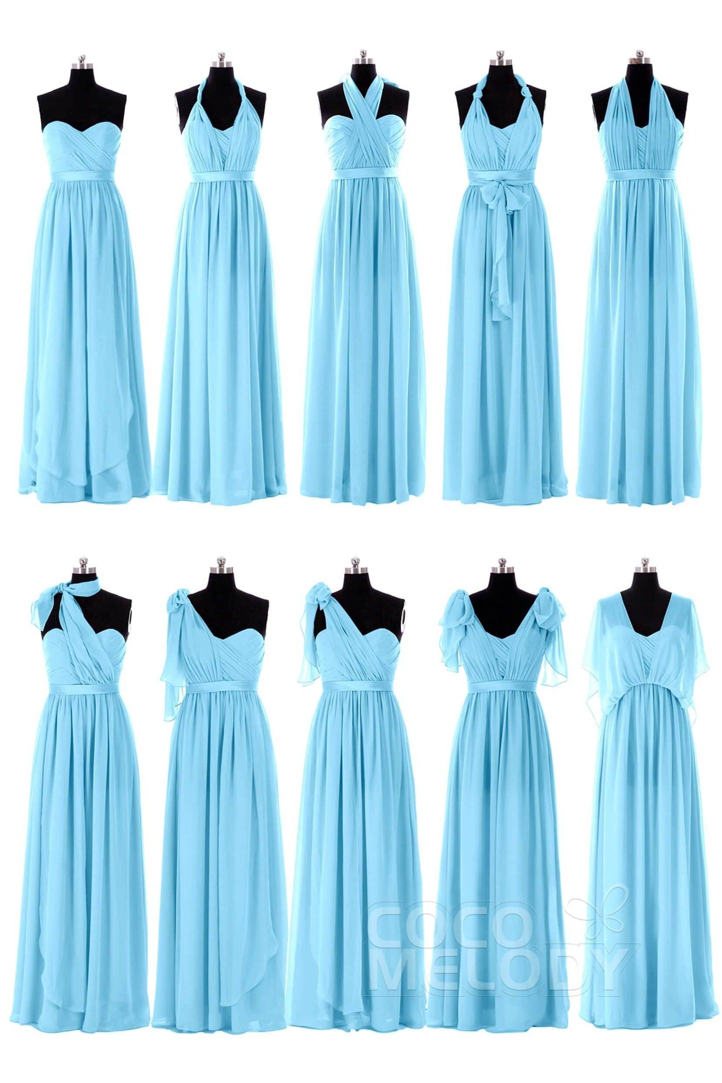 Sheath Floor Length Chiffon Bridesmaid Dress COZF140A1 - COCOMELODY