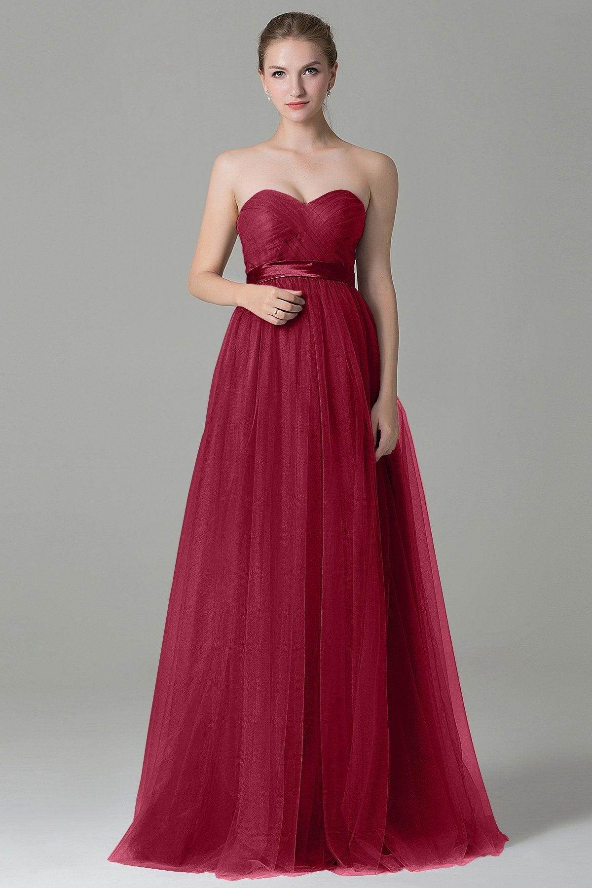 Sheath-Column Floor Length Tulle Bridesmaid Dress COZF1500B - COCOMELODY