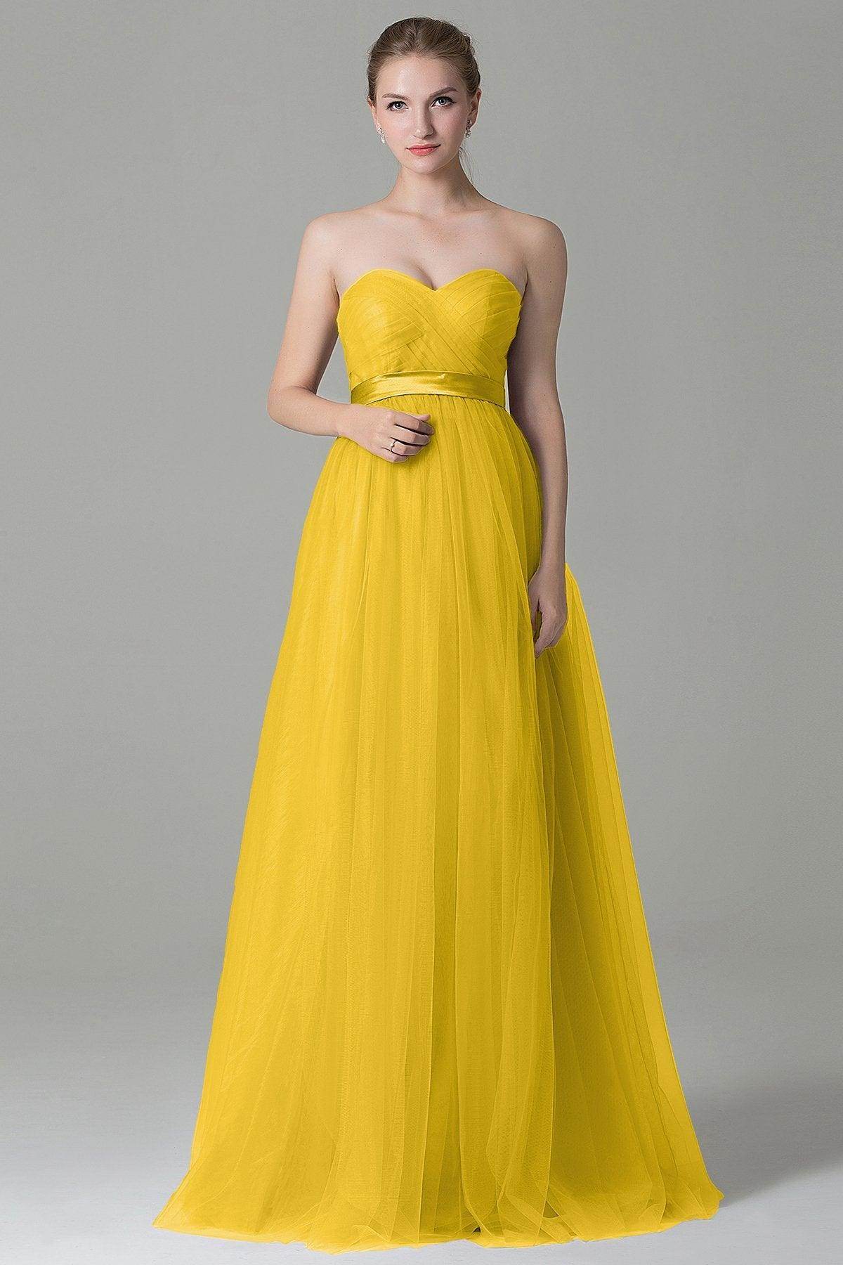 Sheath-Column Floor Length Tulle Bridesmaid Dress COZF1500B - COCOMELODY