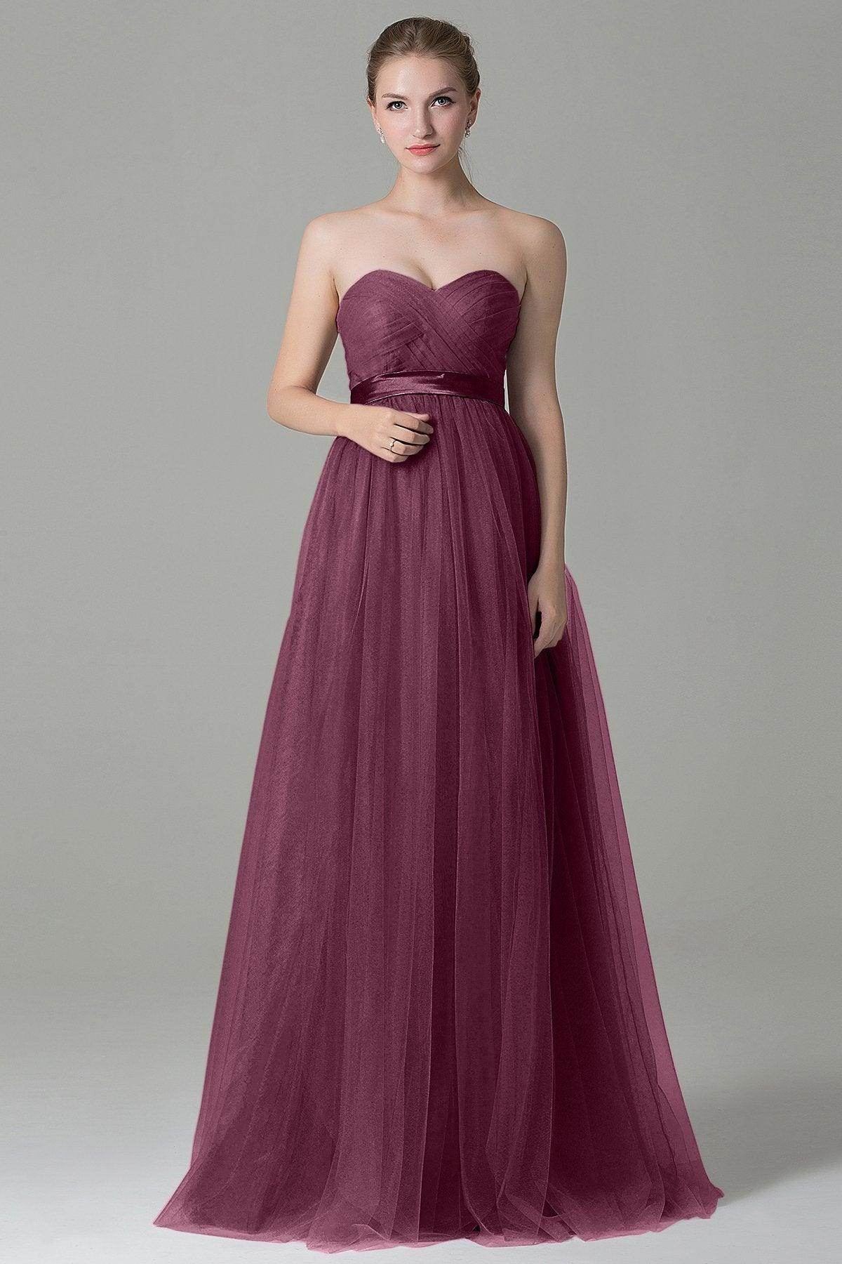 Sheath-Column Floor Length Tulle Bridesmaid Dress COZF1500B - COCOMELODY