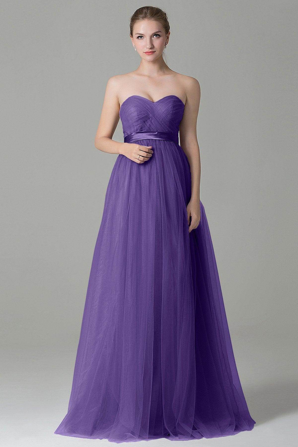 Sheath-Column Floor Length Tulle Bridesmaid Dress COZF1500B - COCOMELODY