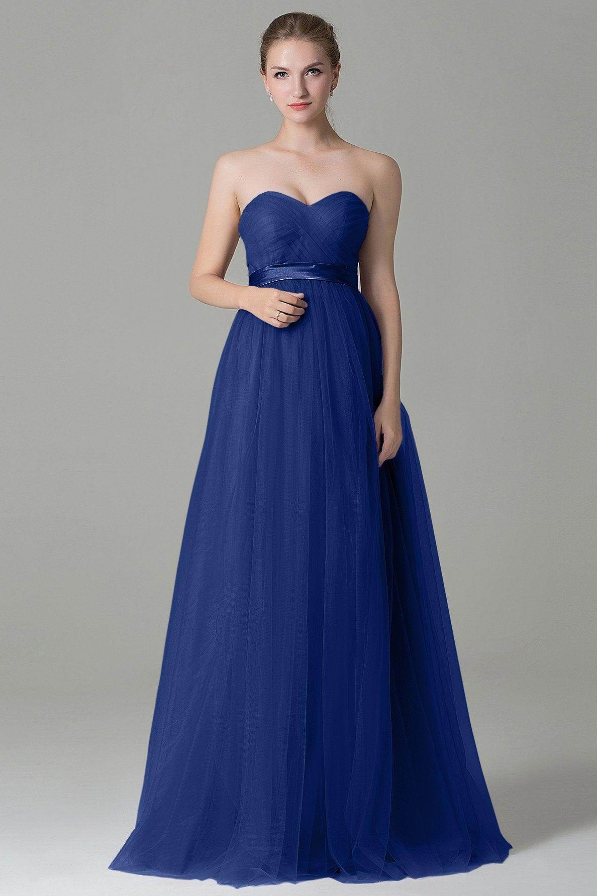 Sheath-Column Floor Length Tulle Bridesmaid Dress COZF1500B - COCOMELODY