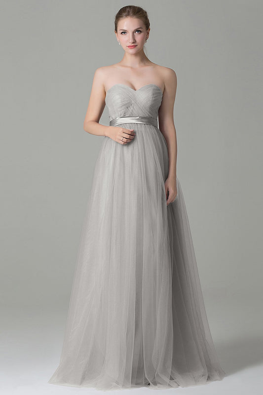 Sheath-Column Floor Length Tulle Bridesmaid Dress COZF1500B