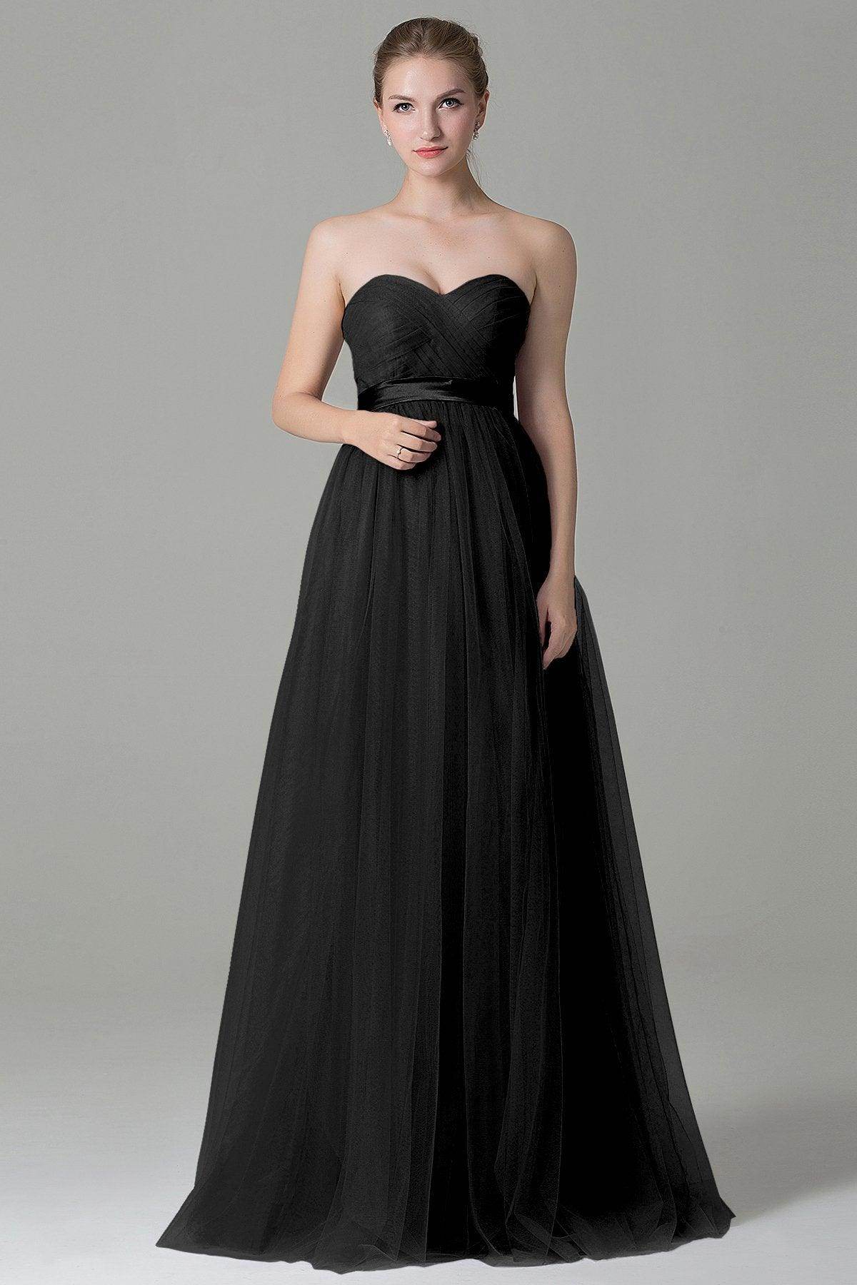 Sheath-Column Floor Length Tulle Bridesmaid Dress COZF1500B - COCOMELODY