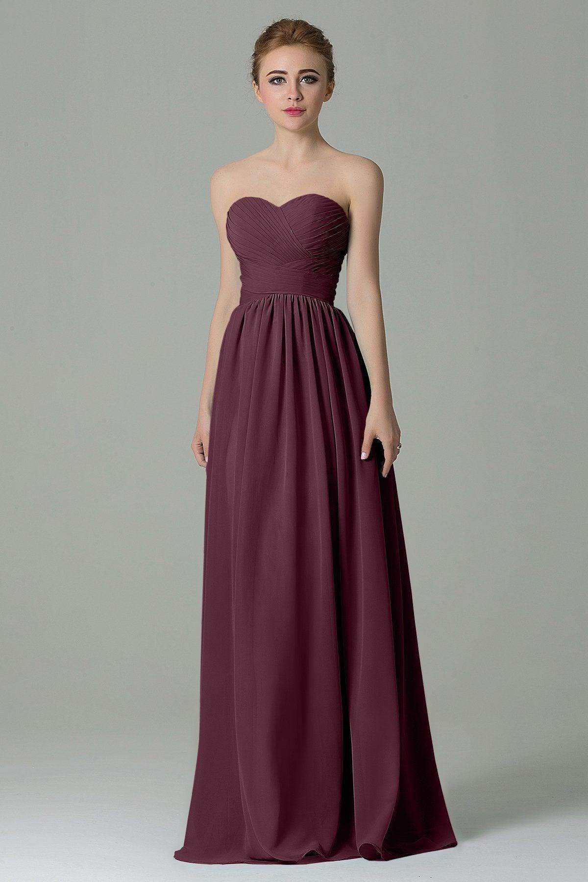 Sheath Floor Length Chiffon Bridesmaid Dress COZF1500C - COCOMELODY