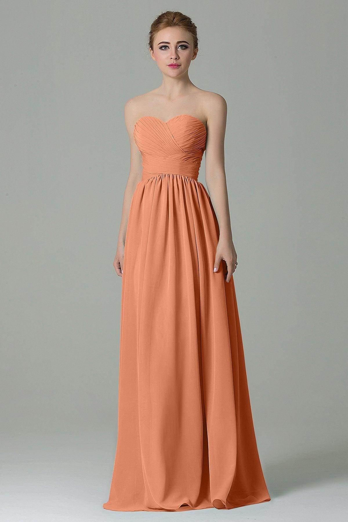Sheath Floor Length Chiffon Bridesmaid Dress COZF1500C - COCOMELODY