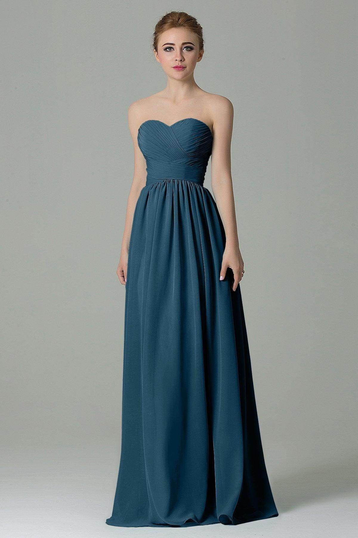 Sheath Floor Length Chiffon Bridesmaid Dress COZF1500C - COCOMELODY