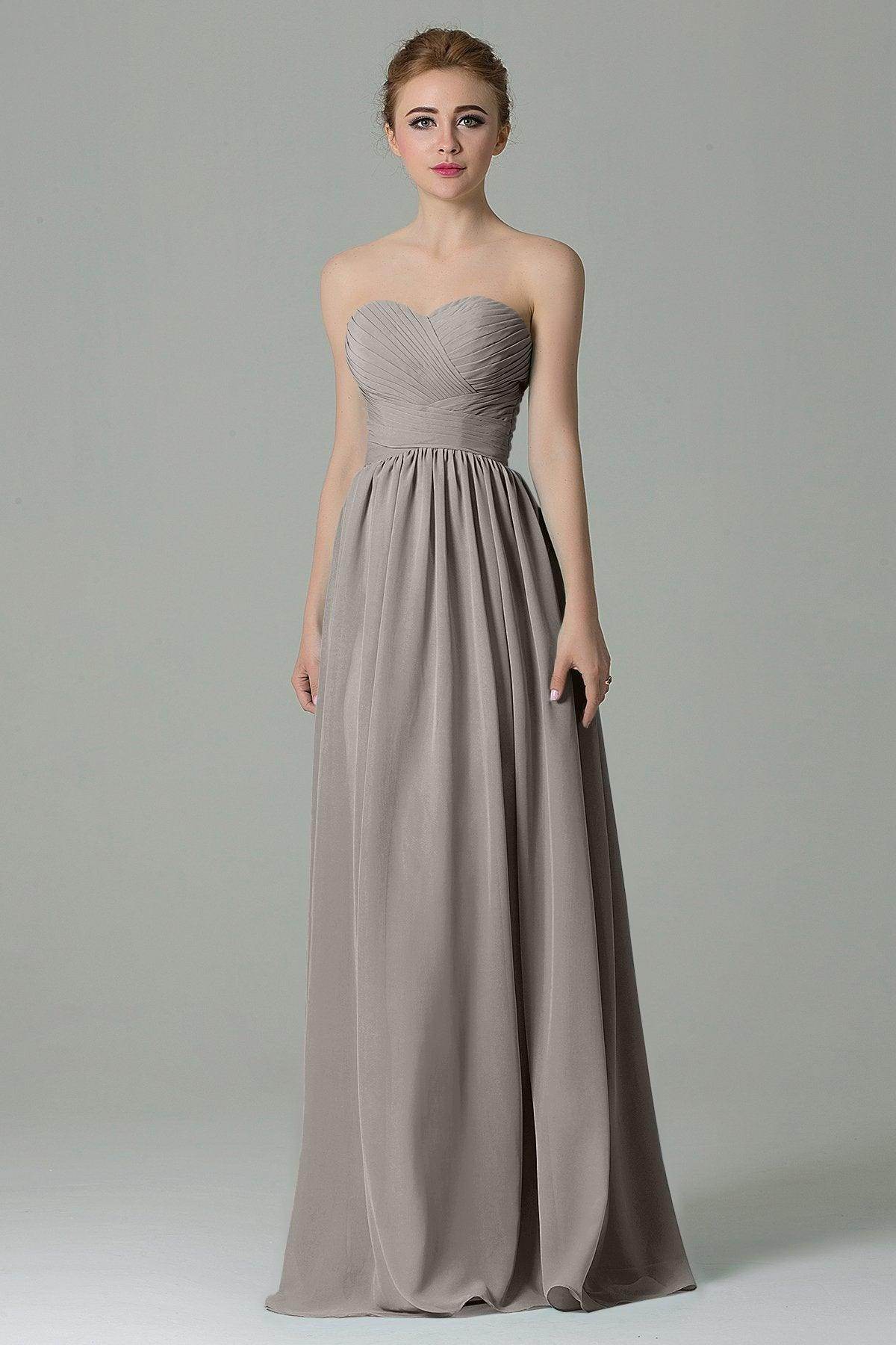 Sheath Floor Length Chiffon Bridesmaid Dress COZF1500C - COCOMELODY