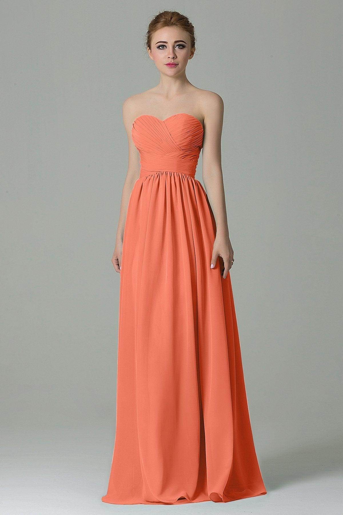 Sheath Floor Length Chiffon Bridesmaid Dress COZF1500C - COCOMELODY