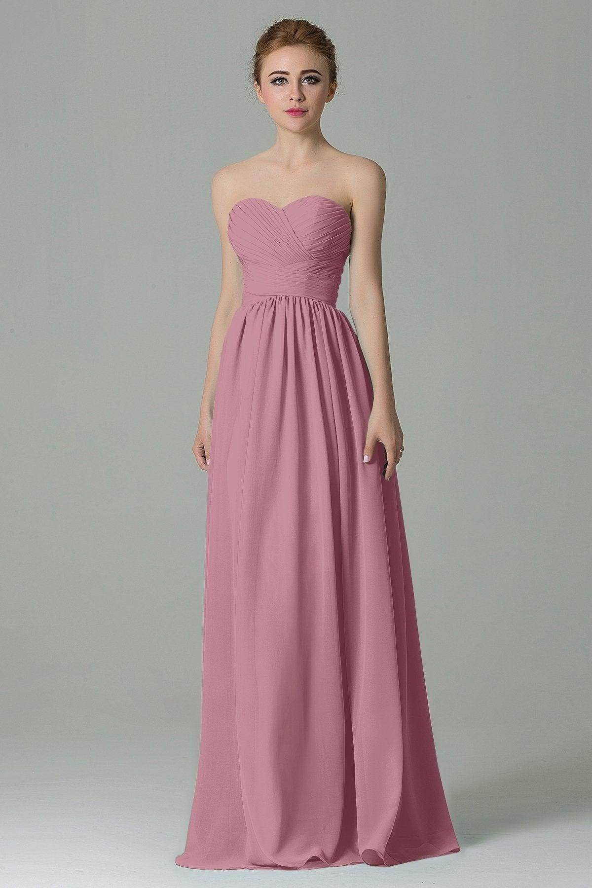 Sheath Floor Length Chiffon Bridesmaid Dress COZF1500C - COCOMELODY