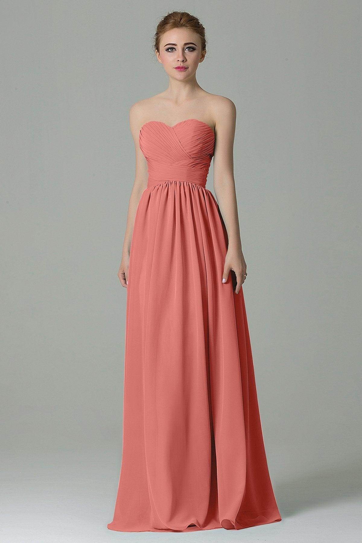 Sheath Floor Length Chiffon Bridesmaid Dress COZF1500C - COCOMELODY