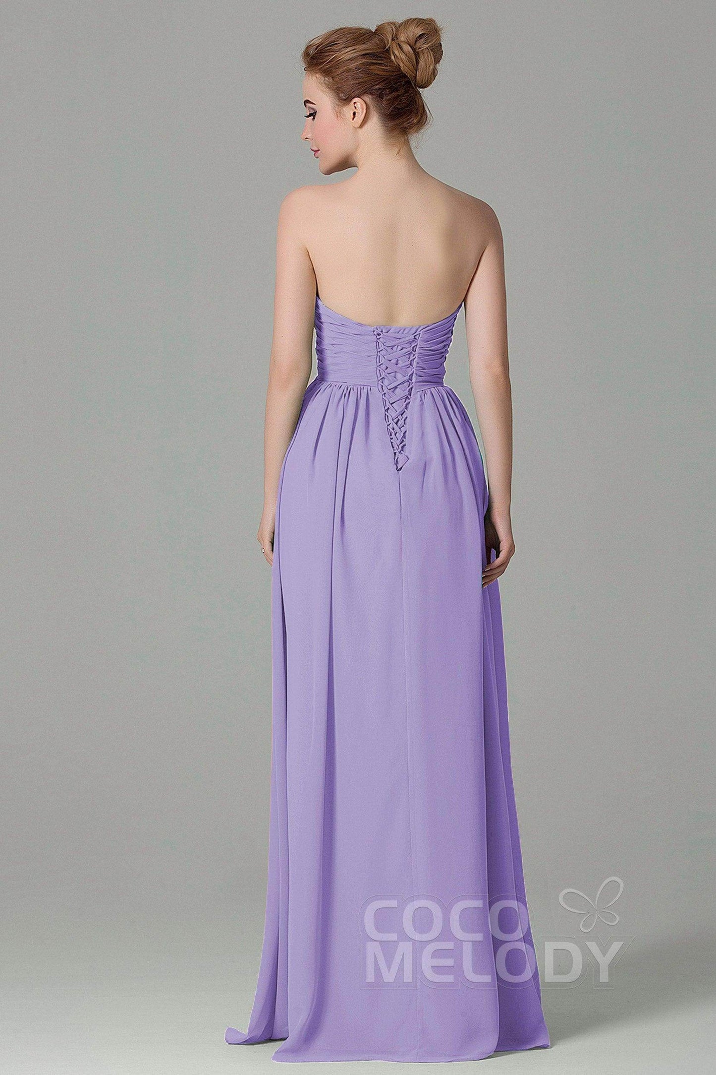 Sheath Floor Length Chiffon Bridesmaid Dress COZF1500C - COCOMELODY