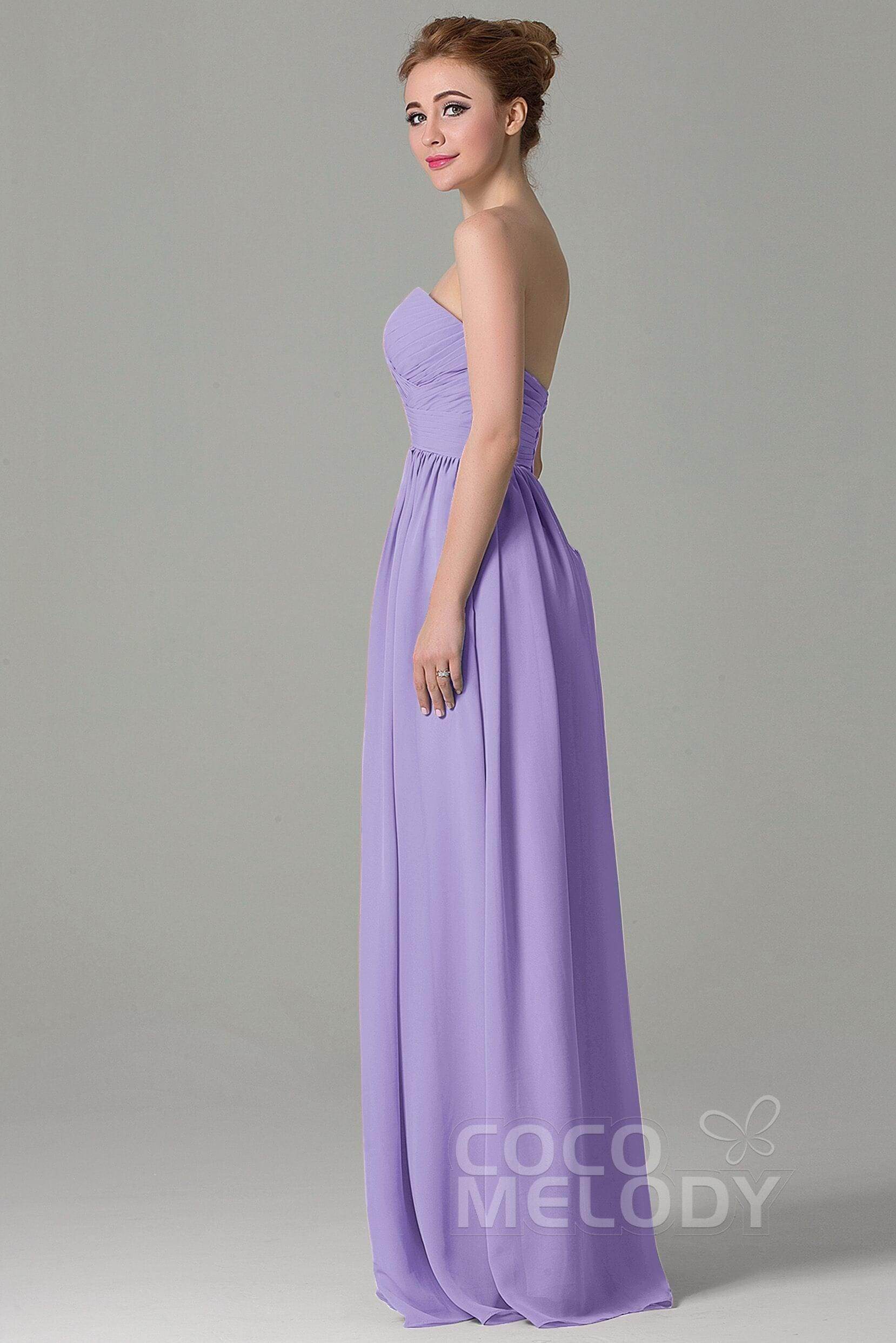 Sheath Floor Length Chiffon Bridesmaid Dress COZF1500C - COCOMELODY