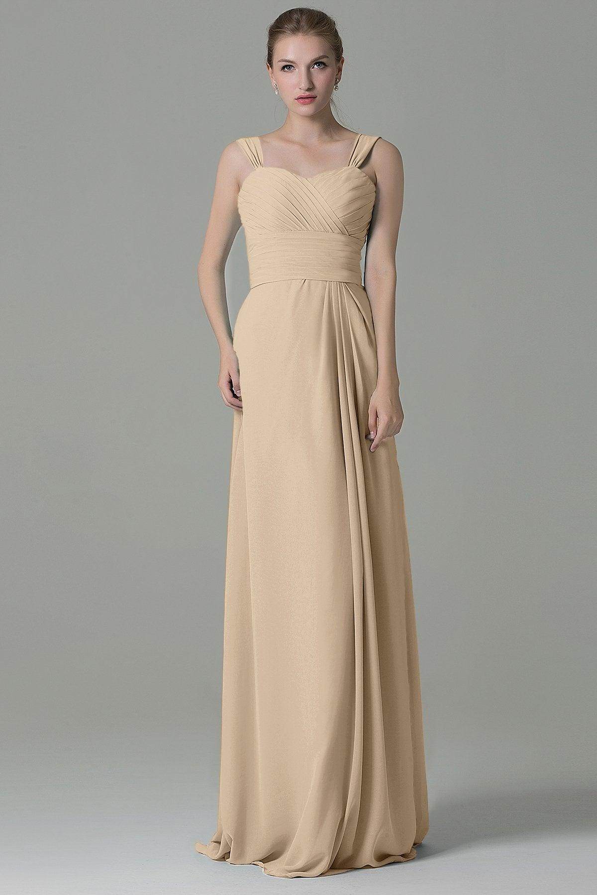 Sheath Floor Length Chiffon Bridesmaid Dress COZF1500D - COCOMELODY