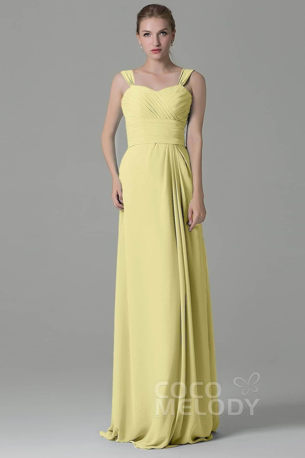 Sheath Floor Length Chiffon Bridesmaid Dress COZF1500D - COCOMELODY