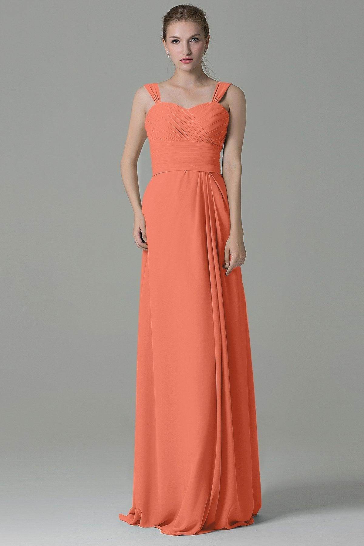 Sheath Floor Length Chiffon Bridesmaid Dress COZF1500D - COCOMELODY