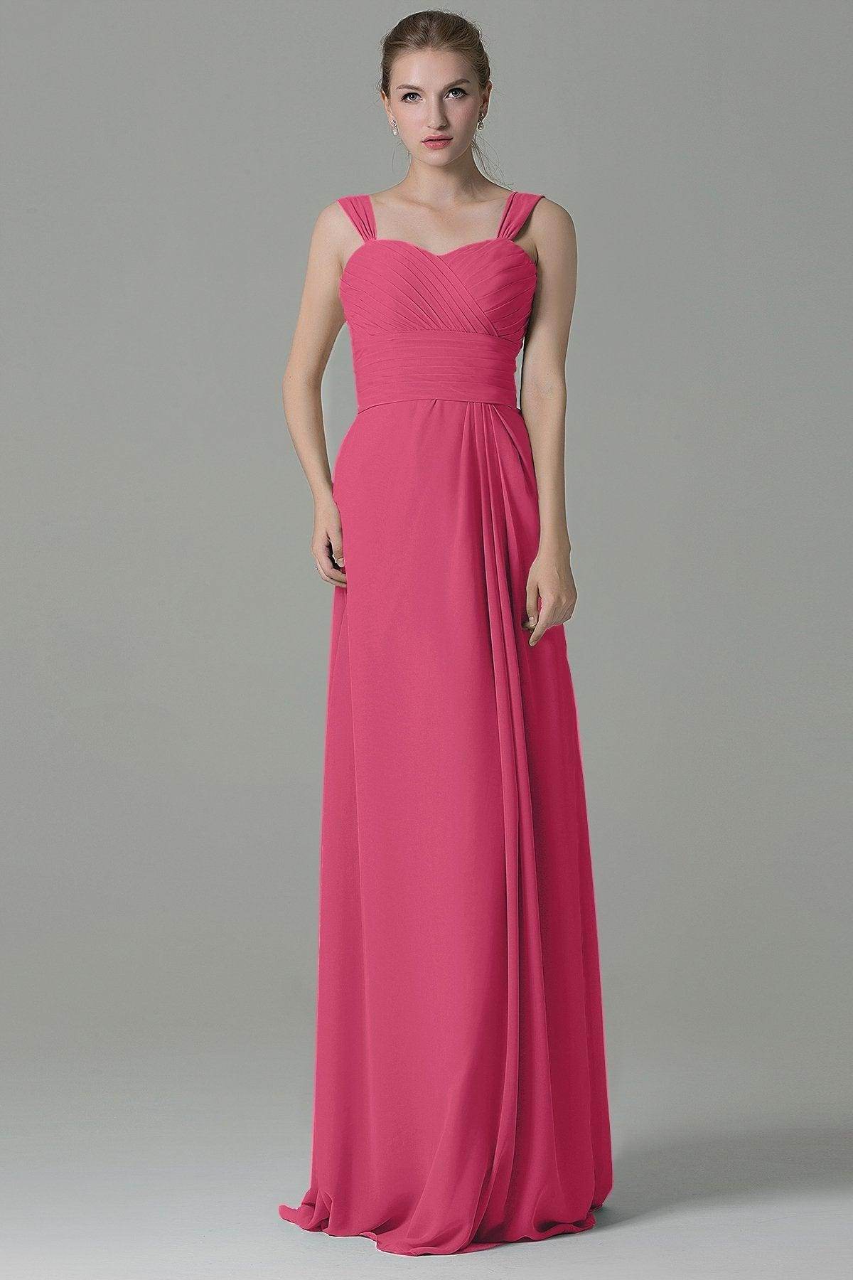 Sheath Floor Length Chiffon Bridesmaid Dress COZF1500D - COCOMELODY
