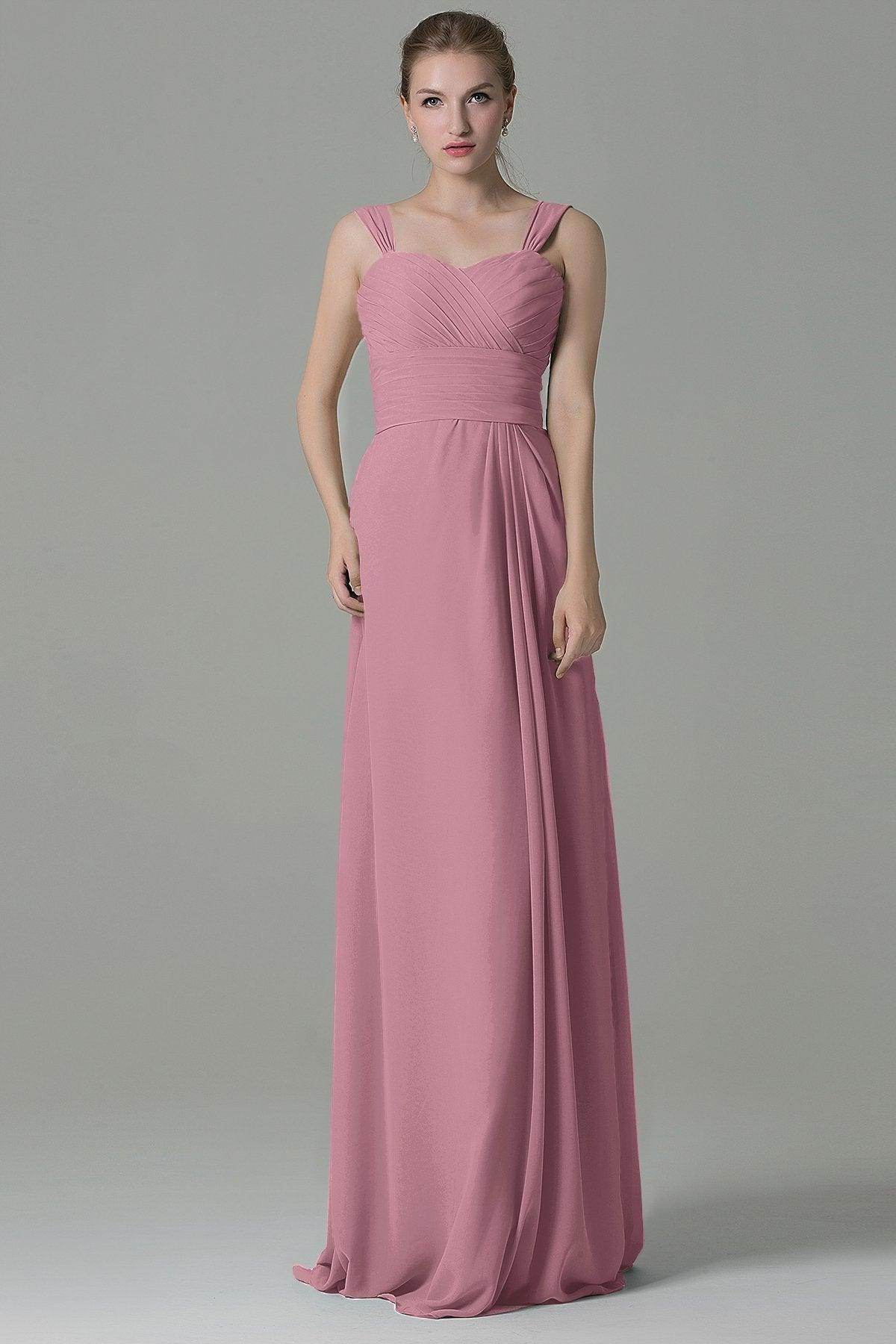 Sheath Floor Length Chiffon Bridesmaid Dress COZF1500D - COCOMELODY